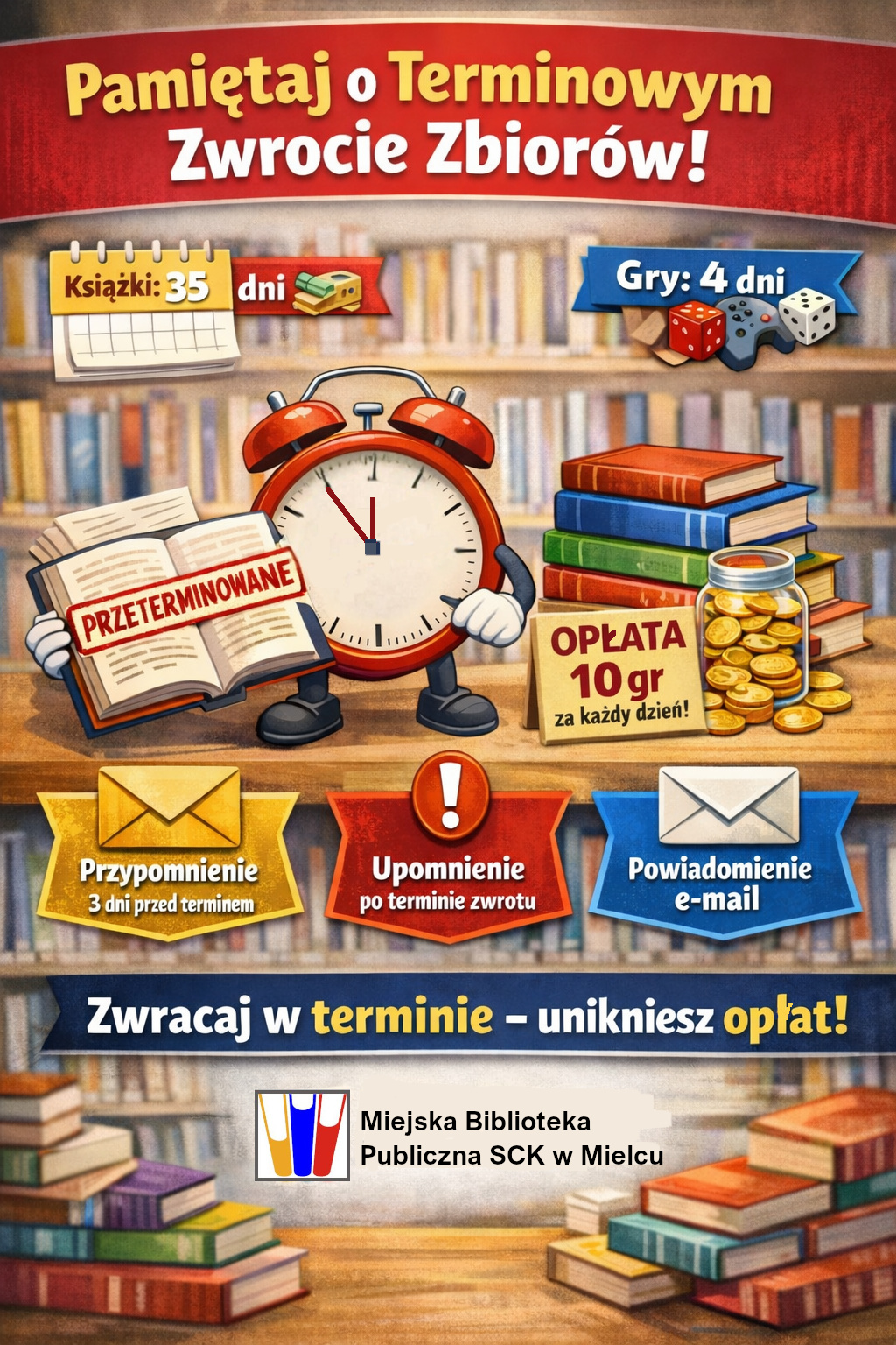 Pamiętaj o terminowym zwrocie zbiorów Pamiętaj o terminowym zwrocie