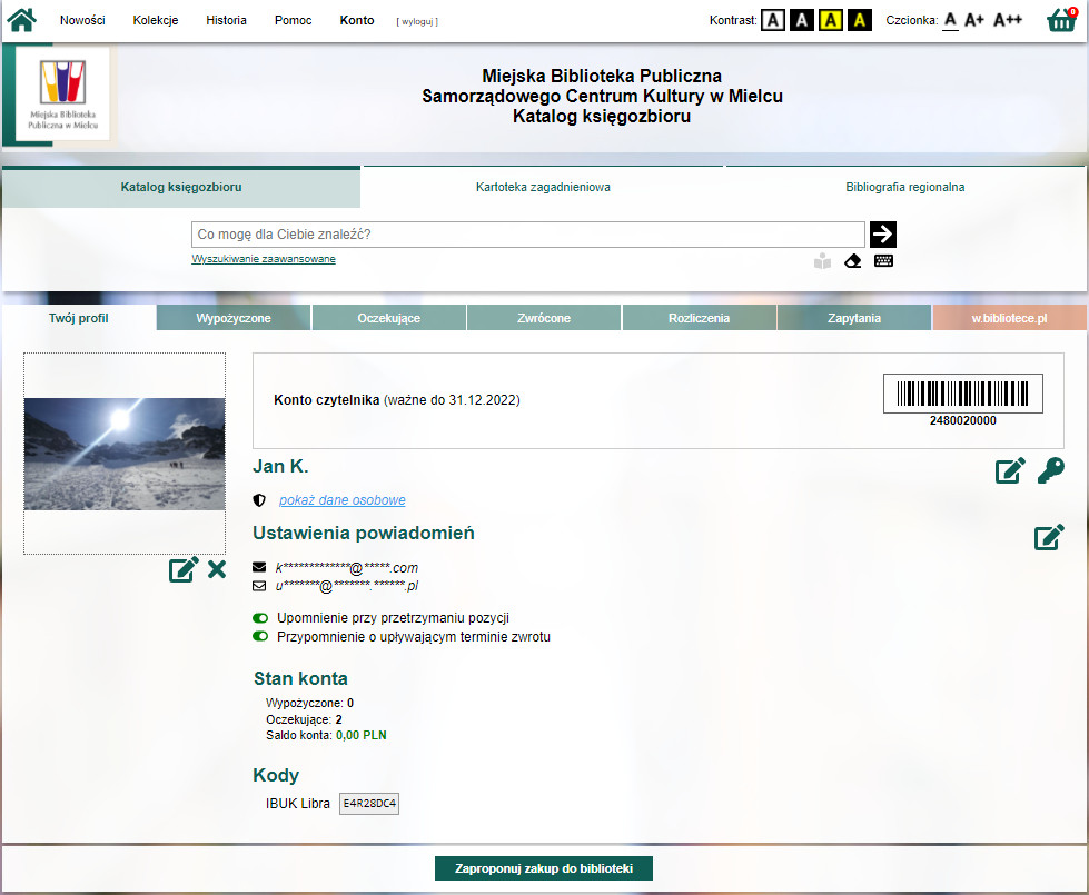 konto czytelnika 